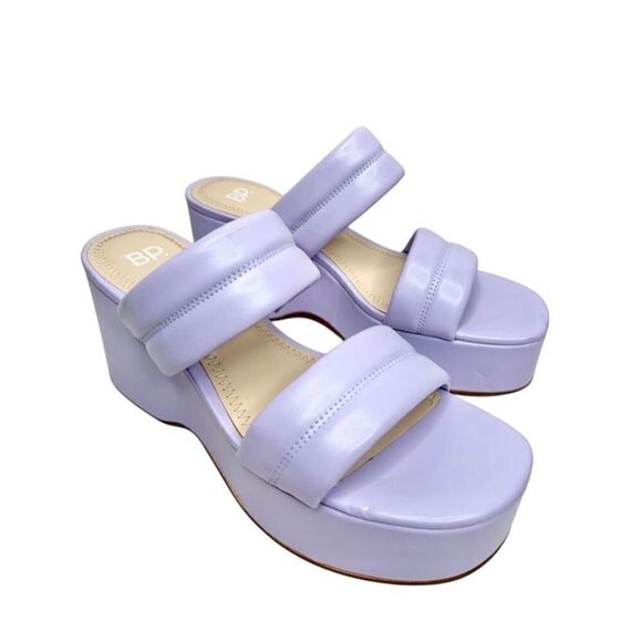 BP Sandals Womens Size 8 Lilac Slip On Platform Open Toe Double Strap - Picture 1 of 8
